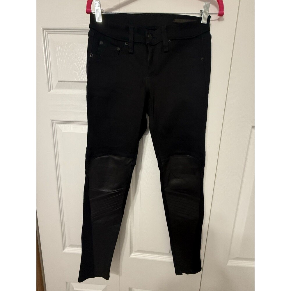 Rag & Bone Black Moto Jeans – Size 26 – Leather Knee Panels